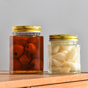 Bán Buôn 250 380 500 Gram Lớn Rộng Miệng Mật Ong Bát Giác Vuông Thực Phẩm Mứt Thủy Tinh Lưu Trữ Jar Với Vàng Nắp Vặn Có Nắp Đậy - Product Image 5