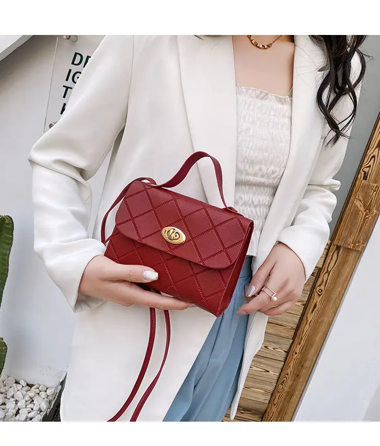 Petit sac carré sophistiqué avec motif diamant Mode coréenne Sac à main pour femme pour Divas modernes
