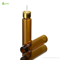 Flacon en verre ambré transparent anti-fuite pour solution buvable, flacon rond avec bouchon en aluminium facile à ouvrir