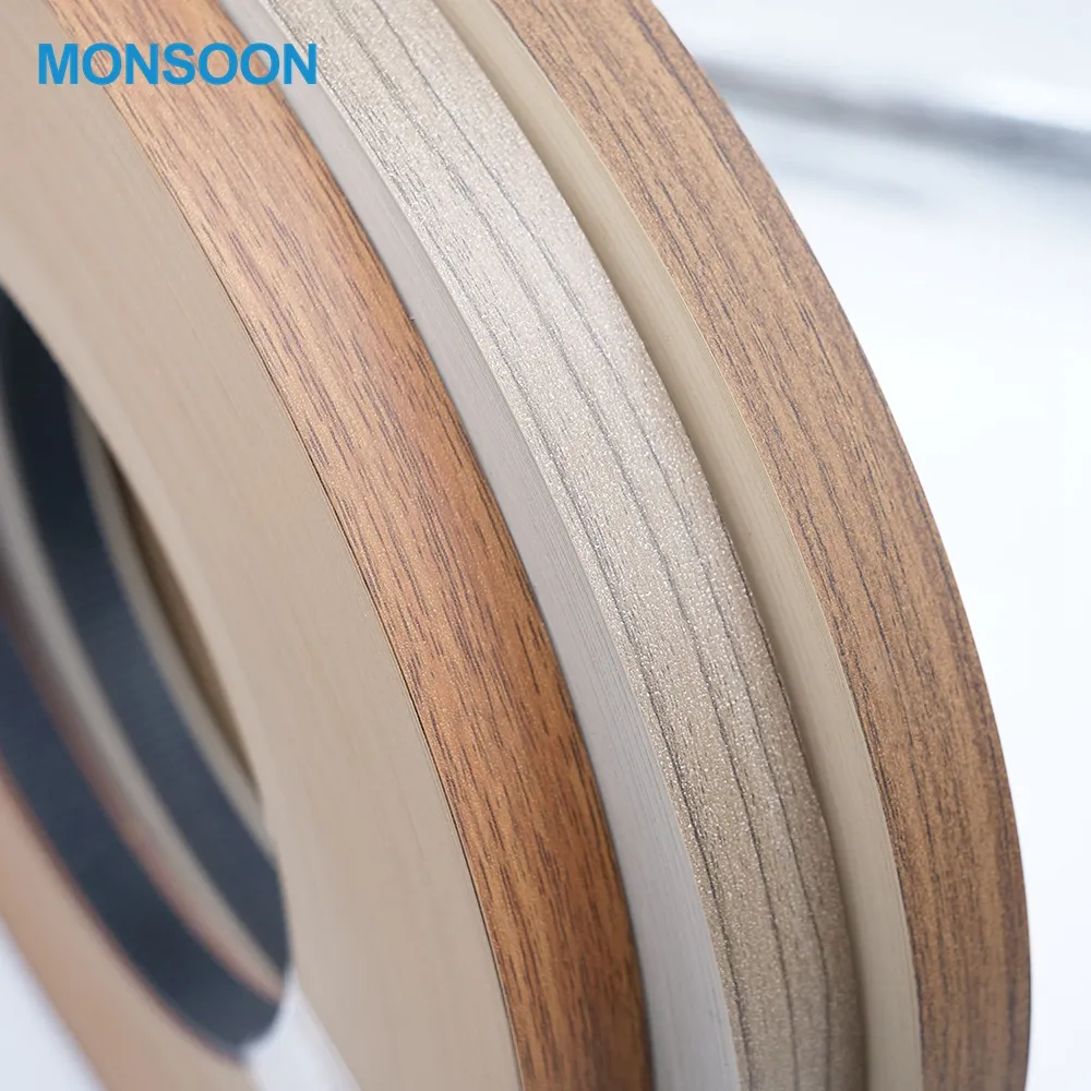 MDF Standar Kayu Butir PVC Tepi Banding Pita Strip Band Sabuk untuk Furniture Tepi Pita