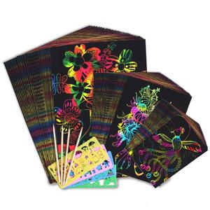 Magic Colorful Scraping <b>Art</b> Paper With Stencil Wood Pen for Graffiti <b>Art</b> Painting - Product Image 1