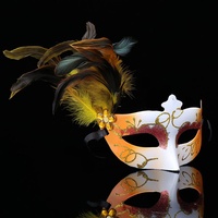 Nouveau Masque de Bal Masqué Créatif et Tendance pour Halloween, Personnalisé avec Plumes Décoratives, Vente en Gros Transfrontalière
