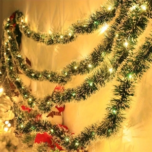 Guirlande de Noël de 2 m pour la maison, la fête, le mur, les décorations d'arbre de Noël avec nœud et lumières LED - Product Image 2