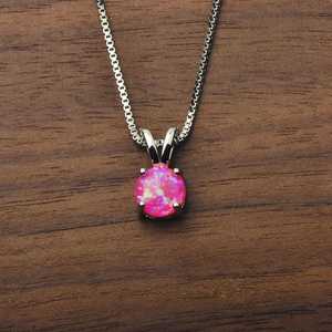 Tiktok Viral Dainty Round Blue <strong>Opal</strong> Pendant-Copper Link Chain Sweater Chain Minimalist <strong>Necklace</strong> For Women's Trendsetters - Product Image 4