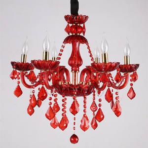Europa de bulbo de la vela de la lámpara de cristal rojo tela cubierta boda candelabros - Product Image 6