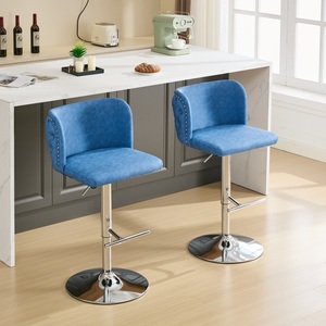 Swivel Adjustable Height Bar <b>Stools</b> with Modern PU Upholstery and Tufted Back Set of 2 for <b>Dining</b> & Living Room Metal Frame - Product Image 5
