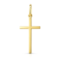 Colgante de Cruz Cristiana de Oro de 14K, Delgado, Minimalista, Hecho a Mano, Oro Amarillo, Unisex, para Uso Diario, Regalo Religioso, Joyería Sin Níquel