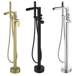 Brass Bathtub Faucet Matte Black Color Hot and Cold Water Bathtub Mixer <b>Freestanding</b> Bathtub Faucet - Product Image 4