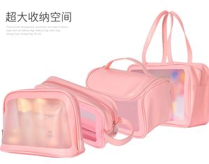 Women's Portable Travel Cosmetic <b>Bags</b> Summer Candy Color Plastic Pouch with Zipper Closure for <b>Washing</b> - Product Image 2