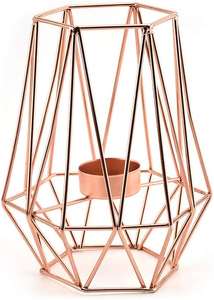 Rose Gold Geometric Metal Wire Iron <b>Tea</b> <b>Light</b> <b>Candle</b> Holder for Home Decoration and Wedding Holidays Party Decorations - Product Image 2