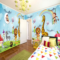 Papier peint photo 3D pour chambre d'enfant, motif lion et girafe, pour garçons et filles, peinture murale personnalisée pour chambre d'enfant