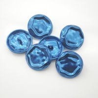 Kancing Logam Bulat Tekstur Bergelombang Biru Mengkilap Mewah Ramah Lingkungan untuk Mantel Blazer Wanita
