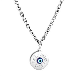 Dainty Devil's Eye Stainless Steel Link <b>Chain</b> Demon Eyes Charm Clavicle Necklace for Women Party Occasion - Product Image 5