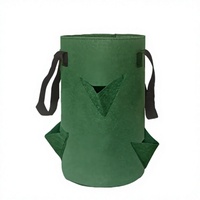 Lot de 4 sacs de culture suspendus en tissu pour fraises, 3 gallons, 6 trous de plantation, 4 crochets (vert foncé) pour la culture de légumes
