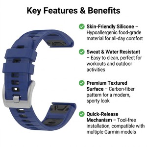 Nouveau <span class=keywords><strong>bracelet</strong></span> de <span class=keywords><strong>montre</strong></span> en silicone pour <span class=keywords><strong>Garmin</strong></span> Fenix 7 Pro, style officiel, à libération rapide, souple et réglable, pour le sport - Product Image 2