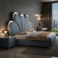 Luxuriöses Elegantes Modernes Gestepptes Kunstleder-Plattformbett mit Kunststoffrahmen Queensize Montierter Aufbewahrungsbox-Federkernrahmen