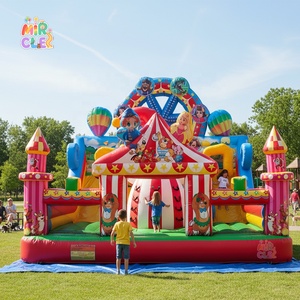 Combo de Castillo de salto inflable grande comercial, casa hinchable, Castillo de circo con tobogán, pared de escalada en roca, entretenimiento al aire libre - Product Image 1