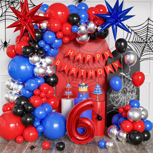 Nouvel ensemble d'<span class=keywords><strong>arche</strong></span> de ballons en latex <span class=keywords><strong>Spiderman</strong></span> crossover rouge, bleu et noir, motif animal de dessin animé extraterrestre pour anniversaire, camping - Product Image 4