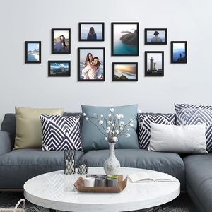 Lot de 10 cadres <span class=keywords><strong>photo</strong></span> pour <span class=keywords><strong>collage</strong></span> mural ou présentation sur table, ensemble de cadres de galerie pour la famille, plusieurs tailles - Product Image 1