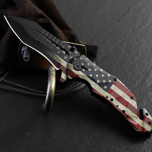 سكين جيب تكتيكي للنجاة قتالية قابل للطي بيد مسك مصنوعة من الألومنيوم والفولاذ المقاوم للصدأ 3cr13 بطلاء أسود ذو جودة عالية - Product Image 3