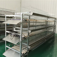 Cage à poulets de type H de grande taille à 96 places, à trois étages, quatre portes, nettoyage des excréments à manivelle, adaptée aux poulets pondeuses et à la volaille de chair