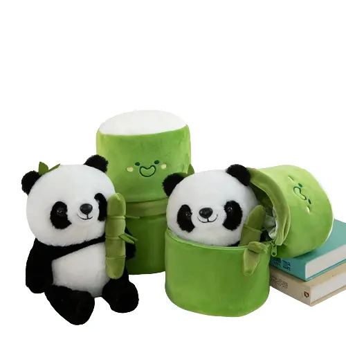 Dolması peluş hayvan oyuncaklar 2 In 1 bambu Panda peluş oyuncak simülasyon dev Panda bebek çocuklar için oyuncak bebek atmak yastık çocuklar için hediye