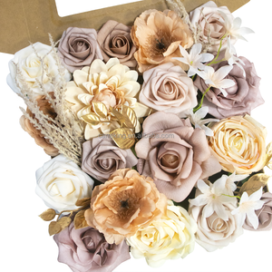 Vente en gros <span class=keywords><strong>de</strong></span> roses en soie artificielles, combo <span class=keywords><strong>de</strong></span> fleurs mélangées pour mariage, bouquets <span class=keywords><strong>de</strong></span> mariée, fleurs artificielles magnifiques, bricolage - Product Image 5