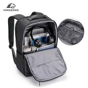 Kingsons Men's Laptop <b>Backpack</b> Water Resistant Business Travel Gray Black Solid Color Shoulder <b>Straps</b> Spring 2026 - Product Image 3