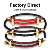 Bracelet porte-bonheur rouge tendance, cordon tressé réglable avec breloque dorée, vente en gros, personnalisation OEM en vrac