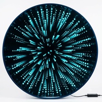 Miroir LED Rond 3D Effet Tunnel Infini Étoilé, Décoration Murale Personnalisée OEM, Miroir Abysse pour Projets de Bars, Clubs et Hôtels - Vente en Gros