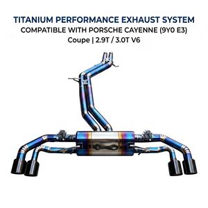 Système d'échappement Catback à soupapes en titane argenté brut Vortex pour Porsche Cayenne 9Y0 E3 Coupé 2.9T 3.0T 2019-2025 Kits de tuning - Product Image 1