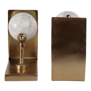 Eleganti Fermalibri a Forma di Globo in Marmo con Finitura Dorata, Decorativi per Scaffali o Arredo Ufficio - Product Image 4