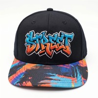 Gorra Snapback Bordada con Graffiti Personalizada de Alta Calidad al por Mayor, Gorra de Sol con Visera Plana Estampada a Color Estilo Hip Hop Urbano