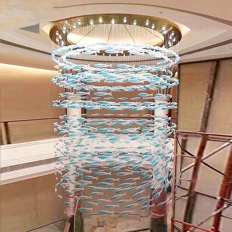 Custom Fish Chandelier Entrance Foyer Large