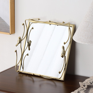 Mystic Arts Gold Mirror <b>Tray</b> Square Metal Jewelry Organizer Desktop Storage Home Decor Ornament - Product Image 3