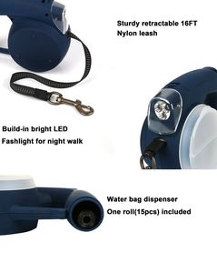 ที่เก็บอาหารสัตว์เลี้ยงและที่จ่ายถุงเก็บอุจจาระพร้อมไฟ LED แบบแฮนด์ฟรี ปรับได้ ชุดอุปกรณ์สำหรับสัตว์เลี้ยง สำหรับพาสุนัขเดินเล่นและเดินทาง - Product Image 4