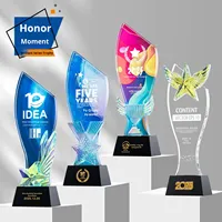 Trofeo de Cristal Práctico, Ecológico, Blanco, Irregular, Creativo, Colorido, de Alta Gama, con Temática Deportiva, para Bodas
