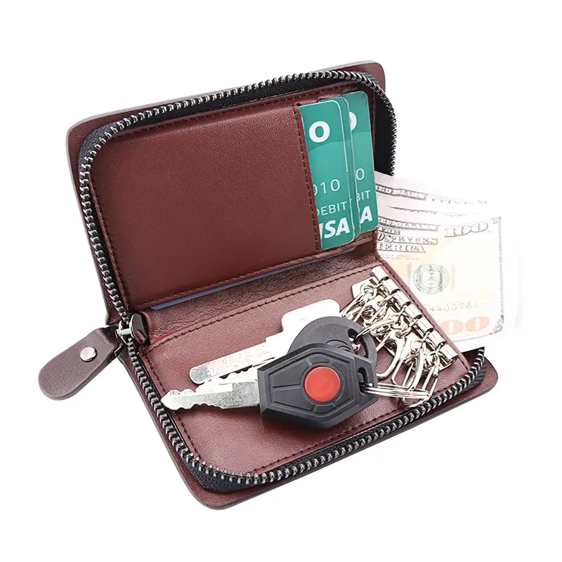 Chính hãng da thông minh ma thuật RFID Túi Chìa Khóa THẺ CLIP Ví tùy chỉnh tối giản mỏng chủ thẻ tín dụng Mens chìa khóa xe