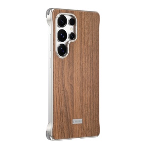 Étui de téléphone magnétique en bois de noyer avancé avec panneau arrière pour Samsung S26 S23 S24 S25 Ultra, coque antichoc sans cadre en métal aluminium - Product Image 1