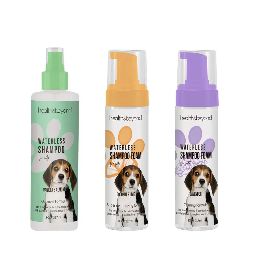 Rótulo privado personalizado animal de estimação, shampoo seco à prova d'água e condicionador para odor com refeição de onda e aloe