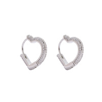 Boucles d'oreilles créoles en or pour femme, style Hip Hop Bling, motif cœur ajouré, entièrement pavées de micro-zircons CZ, bijoux de mode