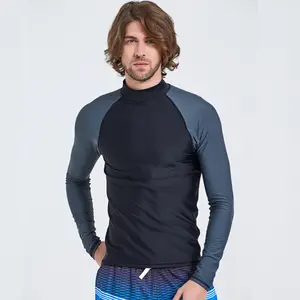 Wholesale Fast Dispatch Mens Long Sleeves Quick Dry Nylon Lycra Rash Guards for Surfing Swimming Diving