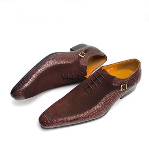 Zapatos <span class=keywords><strong>Oxford</strong></span> de vestir para hombre hechos a mano, formales de negocios, con punta, estampados, de ante de vaca, de primera capa, de cuero de vaca, patchwork, para oficina, boda, con cordones - Product Image 2