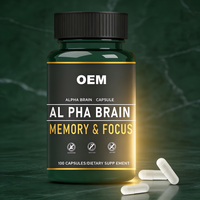 Capsules Alpha Brain en marque privée, complément alimentaire nootropique, soutient la fonction cognitive, la mémoire, la concentration, OEM ODM