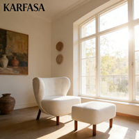 Fauteuil de loisirs moderne en tissu bouclé, couleur personnalisable, confortable, avec dossier capitonné, pour salon, hôtel, décoration, mobilier