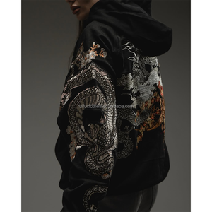 Fabricants de sweats à capuche zippés surdimensionnés en molleton de coton avec logo personnalisé OEM, broderie 3D et impression par transfert thermique - Product Image 2