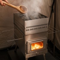 Poêle à bois de sauna en acier inoxydable 304 de qualité supérieure avec plaque supérieure renforcée et parafoudre interne pour le camping