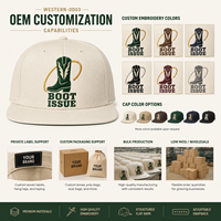 Topi Snapback Label Pribadi Model Flat Bill dengan Patch Sepatu Bot Barat, Siap untuk Toko Suvenir Resort dengan Label Tenun Kustom