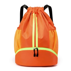 Unisex Black <b>Drawstring</b> <b>Backpack</b> 20-35L Mesh Side Pockets Zippered Bottom Compartment Travel Fashion Bag - Product Image 4