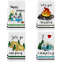 Lot de serviettes de cuisine jetables pour le camping, 4 couleurs unies, Happy Camper, pour le feu de camp et la tente, séchage rapide, microfibre écologique